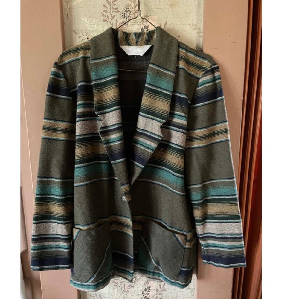 Blair Retro Southwest Striped Unlined Blazer with Pockets Multicolor Size M